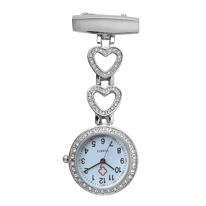 

Fashion Women Pocket Watch Clip-on Heart/Five-pointed Star Pendant Hang Quartz Clock For Medical Doctor Nurse Watches TY66