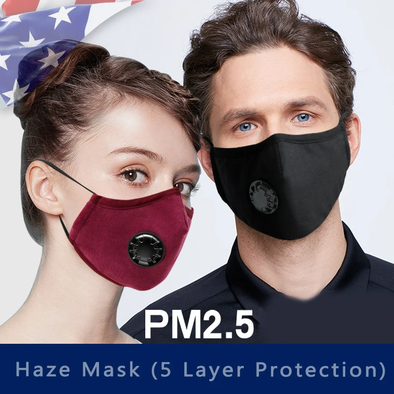 PM2.5 анти-хлопковая маска, дышащая маска для рта, фильтр с активированным углем, респиратор, муфельная маска для лица, противотуманная маска