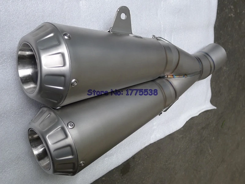 ID58mm Titanium Alloy Motorcycle Dual Exhaust Pipe Muffler Escape
