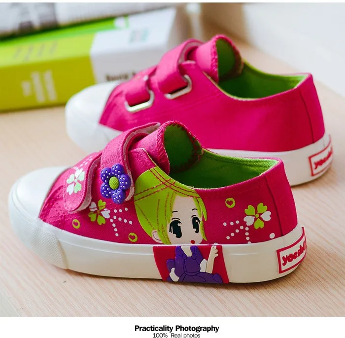 2016 New  Fashion Princess Girls Shoes Canvas Rubber Children Shoes Autumn Spring Pink Rose White Cute Cartoon Girls Sneakers 462s (9)