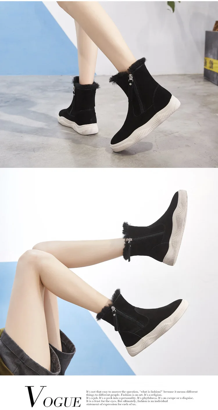 LAASIMI/зимние женские ботинки; Теплые повседневные женские кроссовки на молнии; повседневные женские ботильоны из коровьей кожи; зимняя обувь на плоской подошве
