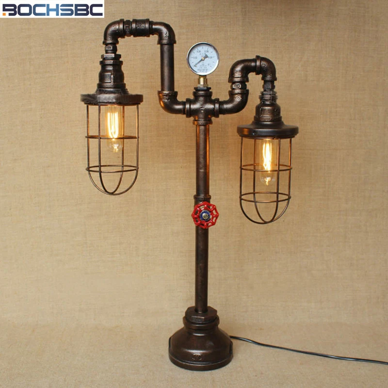 BOCHSBC Iron Cage Desk Lamp Light for Bedroom Restaurant Bar Light Fixture Home Decor Nordic Loft Lamp Water Pipe Table Lights BOCHSBC Iron Cage Desk Lamp Light for Bedroom Restaurant Bar Light Fixture Home Decor Nordic Loft Lamp Water Pipe Table Lights