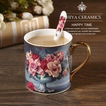 

2019 Coffee Cup European Small Luxury Set British Style Creative Bone Porcelain Cup Household Elegant Afternoon Camellia Teacup