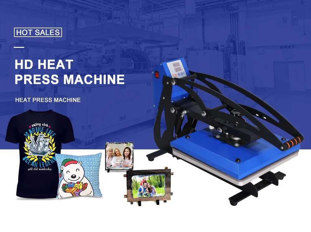 I-transfer тепла Пресс станочная линия ручной, для футболок Sublimation Machine принтер синий HPM-09A38