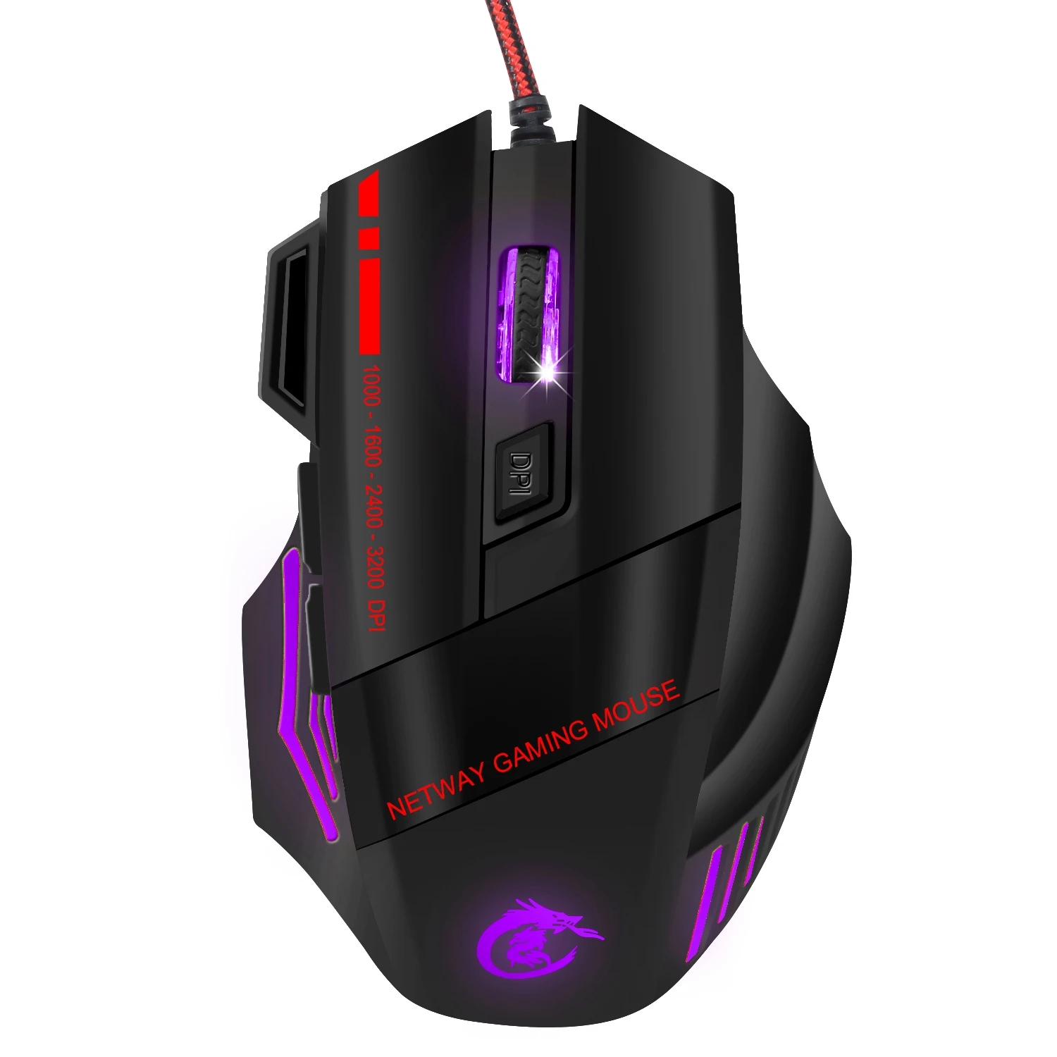 Rocketek 5500DPI Adjustable USB wired Ergonomic Mouse profession Gaming 7-color backlight for Desktop/Laptop/Home/office |
