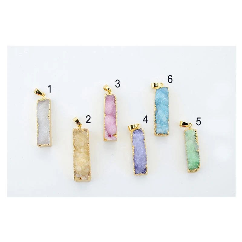 

IHOMEE 1Pcs Rectangular Pendant Natural Stones And Minerals Quartz Crystals DIY Fit Jewelry Decoration Crafts Drop Shipping