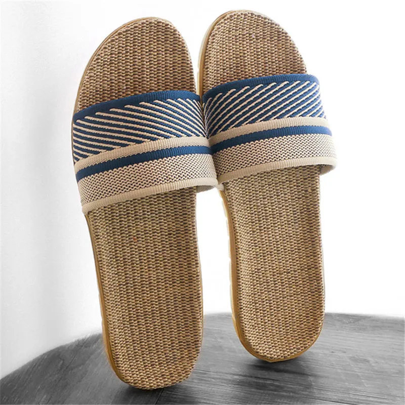 

Suihyung Flax Slippers Women Casual Flats 2019 New Summer Casual Beach Shoes Flip Flops Linen Slides Lovers Indoor Floor Shoes