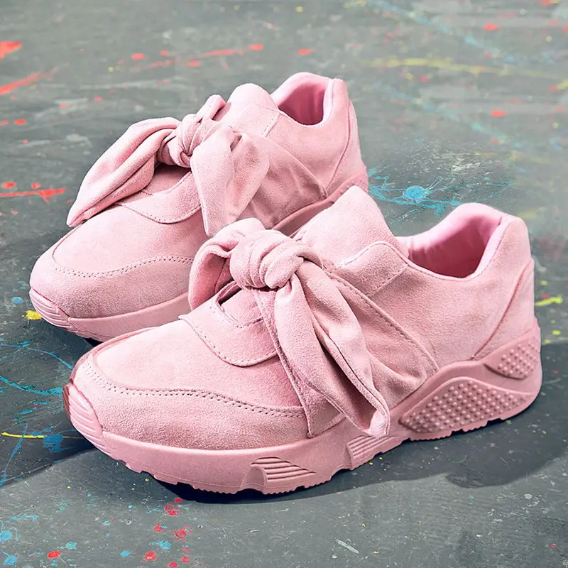 

Suede Leather Shoes Women Sneakers Platform Shoes Summer Basket Femme Trainers Laides Casual Shoes Butterfly Knot Zapatos Mujer