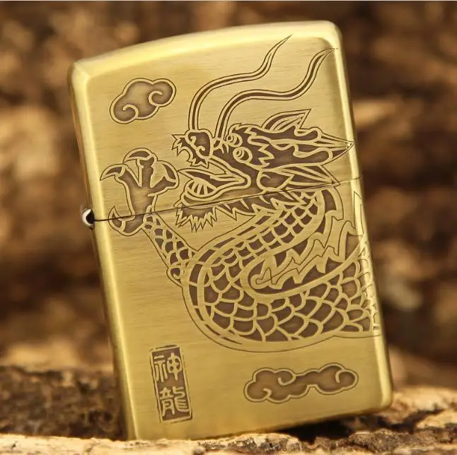 Free shipping windproof lighter Pure copper winding dragon Dragon tribe