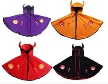 

2019 New Kids Carnival Clothing Halloween Children's Dance Evil Cloak With Hat Costume Bullhorn Devil Shawl Cloak