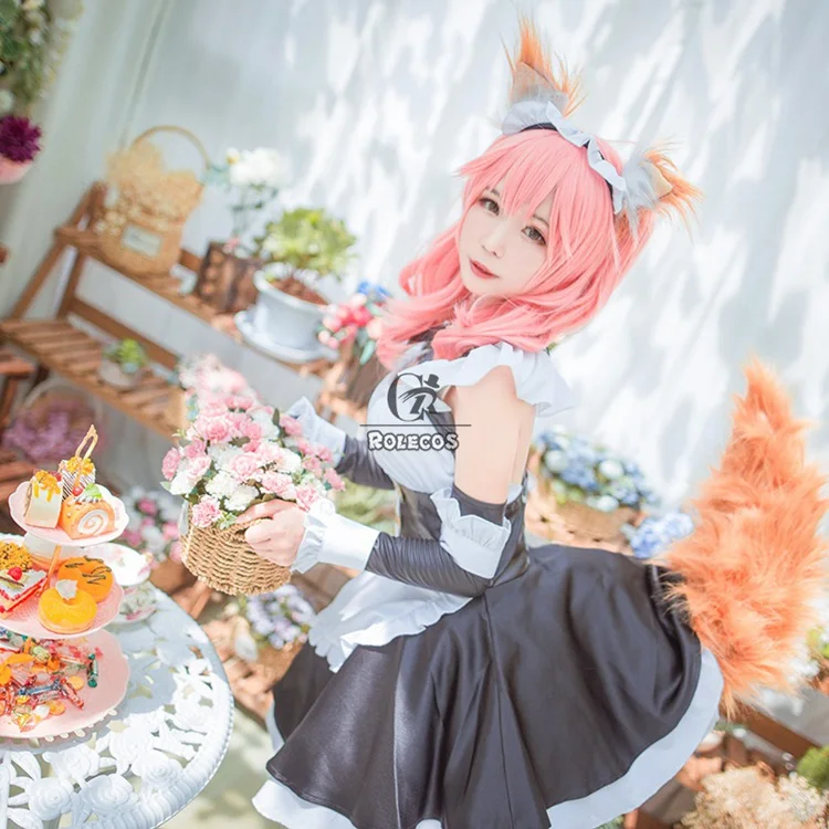 ROLECOS Fate Grand Order Косплей Костюм Tamamo no Mae косплей костюм платье горничной Fate/EXTRA FGO Хэллоуин Вечеринка полный комплект