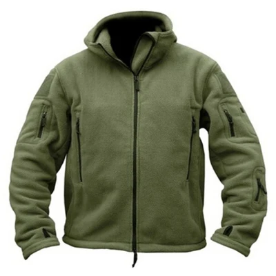 Мужская Военная флисовая куртка, тактическое зимнее пальто армии США, тренчи, ветровка, полярная армейская одежда с карманами, повседневное теплое пальто с капюшоном - Цвет: army green 1