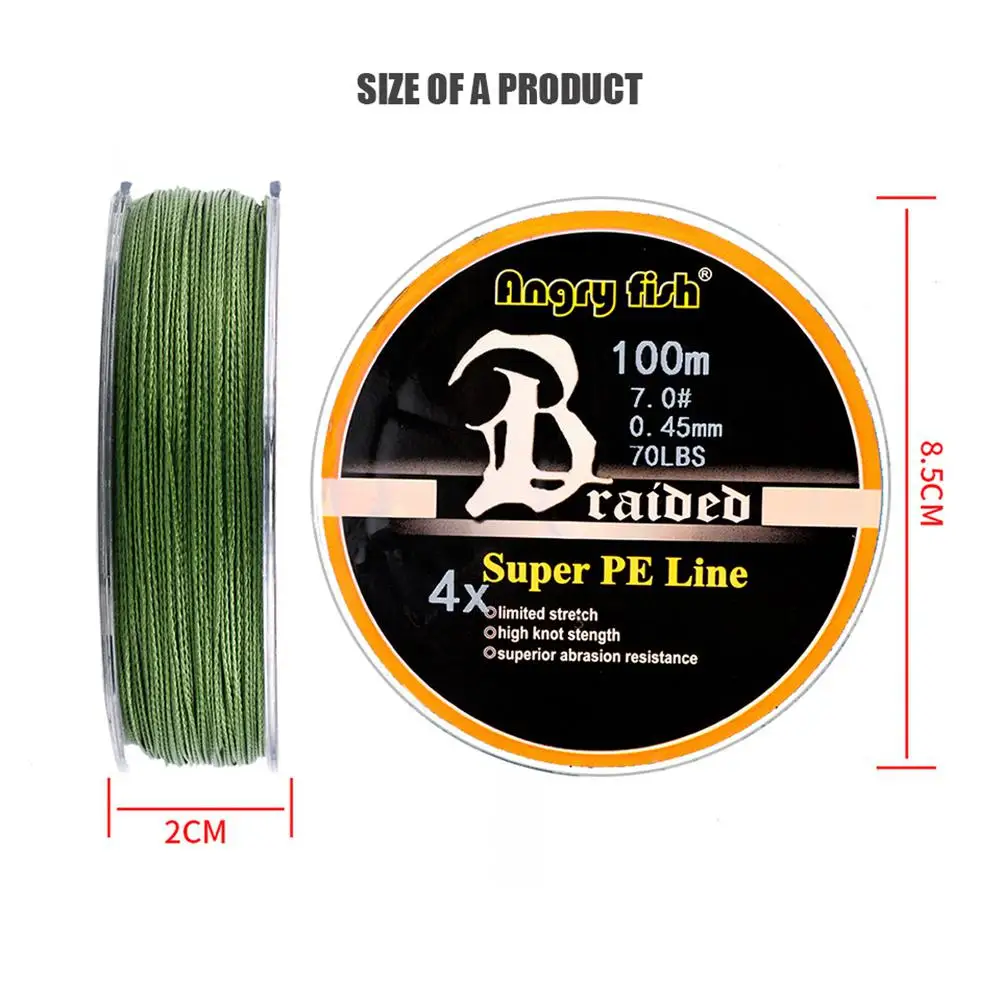 HobbyLane ANGRYFISH Diominate PE line 4 Strands Braided Fishing Line Braided 100m/109yds Super Strong Fishing Line 10LB-80LB HobbyLane ANGRYFISH Diominate PE line 4 Strands Braided Fishing Line Braided 100m/109yds Super Strong Fishing Line 10LB-80LB