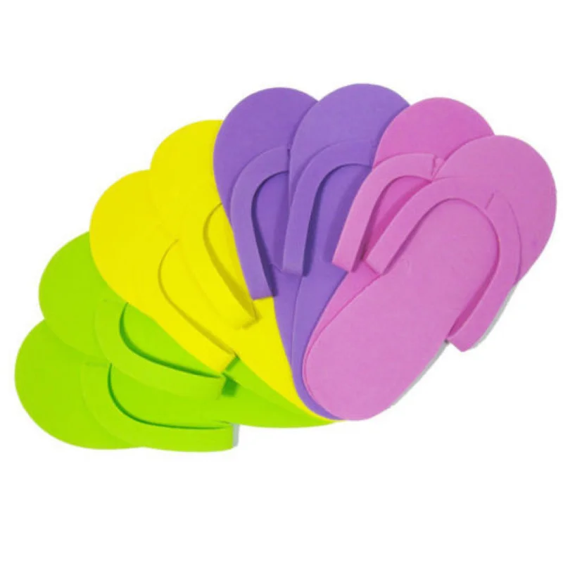 Mayitr 6pairs Disposable Foam Slippers High Quality Spa Pedicure Flip Flop Assorted Colors For Salon Foot Care Tool