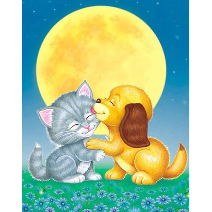Berlian Lukisan Kucing Dan Anjing Puzzle Gambar Bordir Berlian Mosaik Stiker Kartun Anak Lukisan Dekorasi Kamar St107 Diamond Painting Cat Diamond Mosaicembroidery Diamond Aliexpress