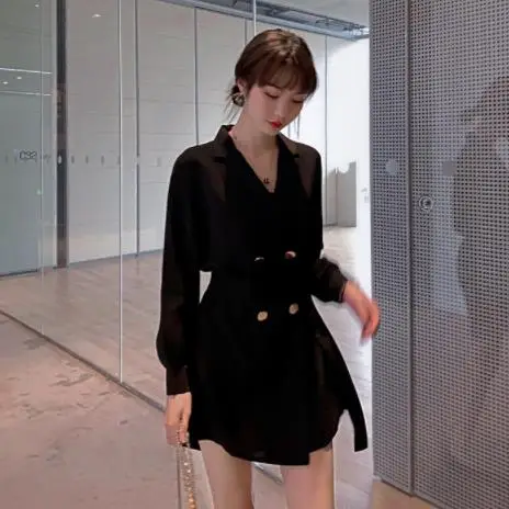 

2019 Summer Chiffon Dress Women Dress Retro Harajuku Sexy Dress little Black Dress DV27
