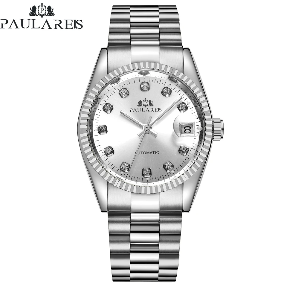 

Automatic Self Wind Mechanical Stainless Steel Strap Luxury Simple Datejust Gold Tone Just 36mm Date Calendar Men Watch