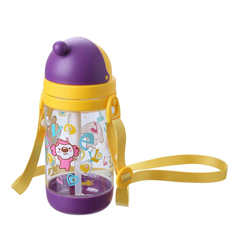 

Crystal Cup Straw Leakproof Cup Large Capacity 450ml Soft Mouth Baby Training Cups Infants Learn Drinking cup