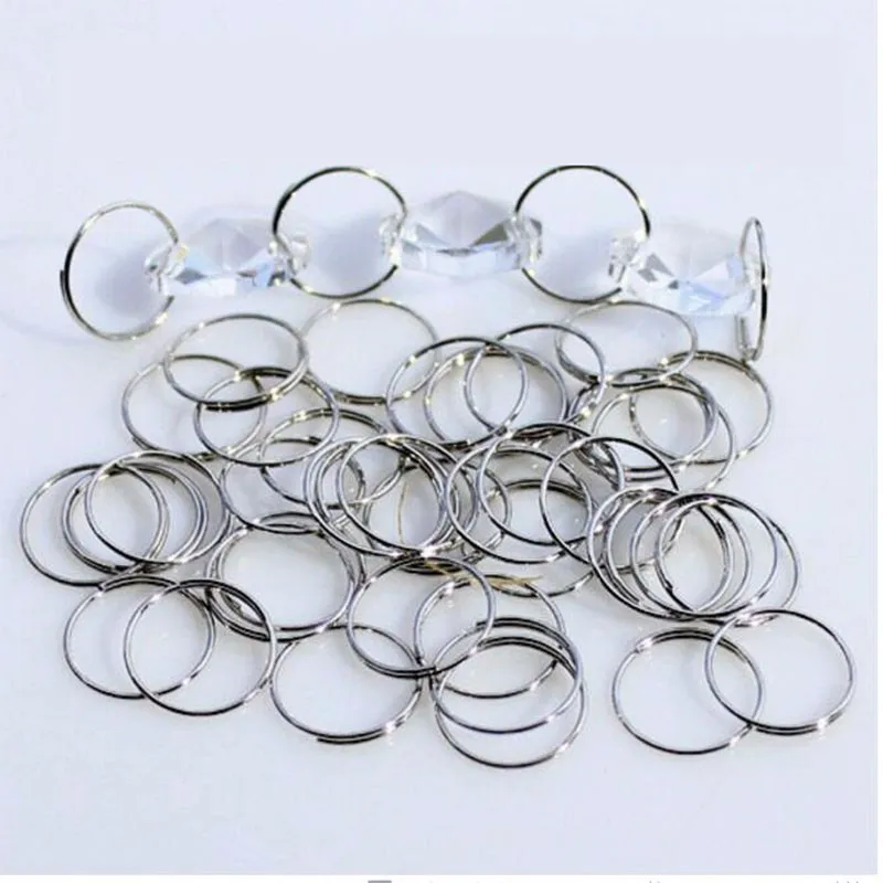 

100pcs/lot 12mm chrome Stainless Steel Rings dress Bead Curtain Accessories Connecting Octagon Beads Crystal Chandelier Ball