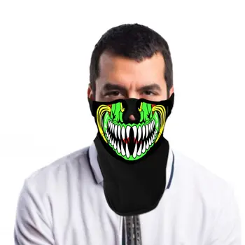 

LED Masks Clothing Big Terror Masks Cold Light Helmet Fire Festival Party Glowing Dance Steady Voice-activated Music Mask