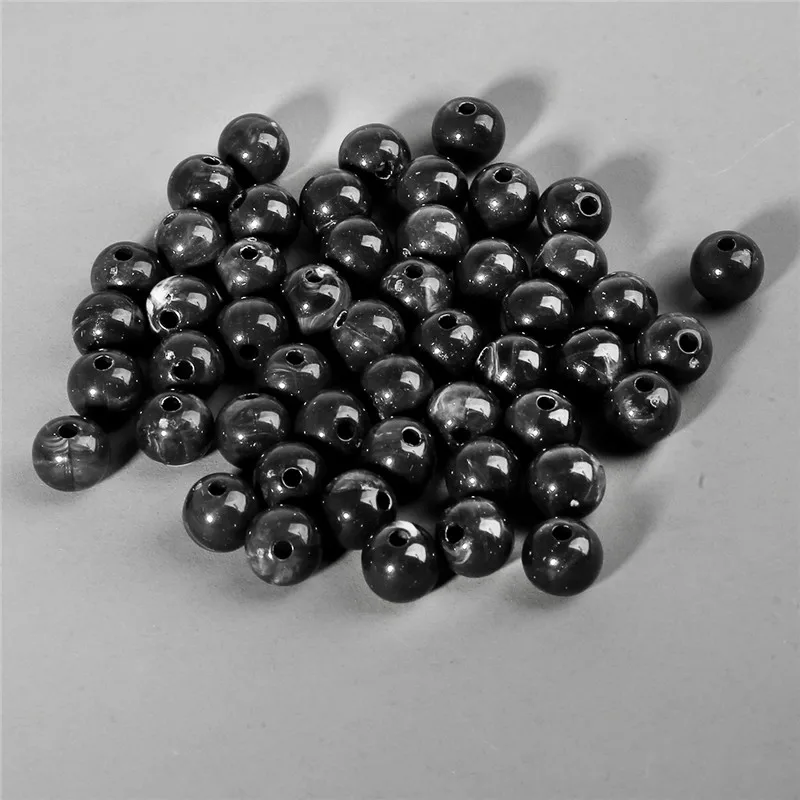 Wholesale 6mm 8mm 10mm Acrylic Clouds Beads Effect Round BEADS Spacer Loose Beads For Jewelry Making DIY Bracelet - Цвет: Black