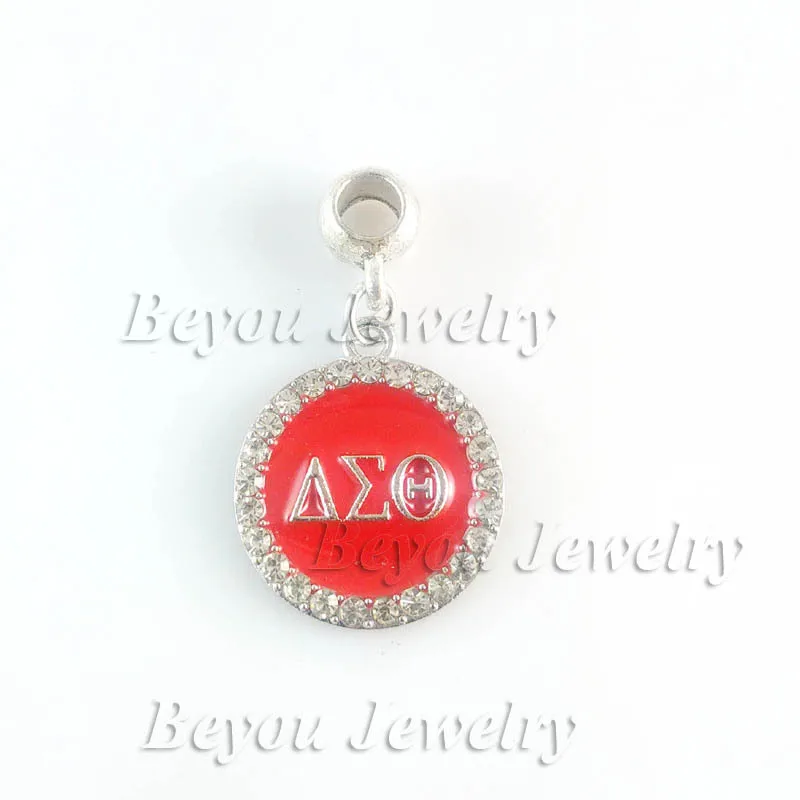 

GREEK Delta Sigma Theta Sorority red round dangle Charm
