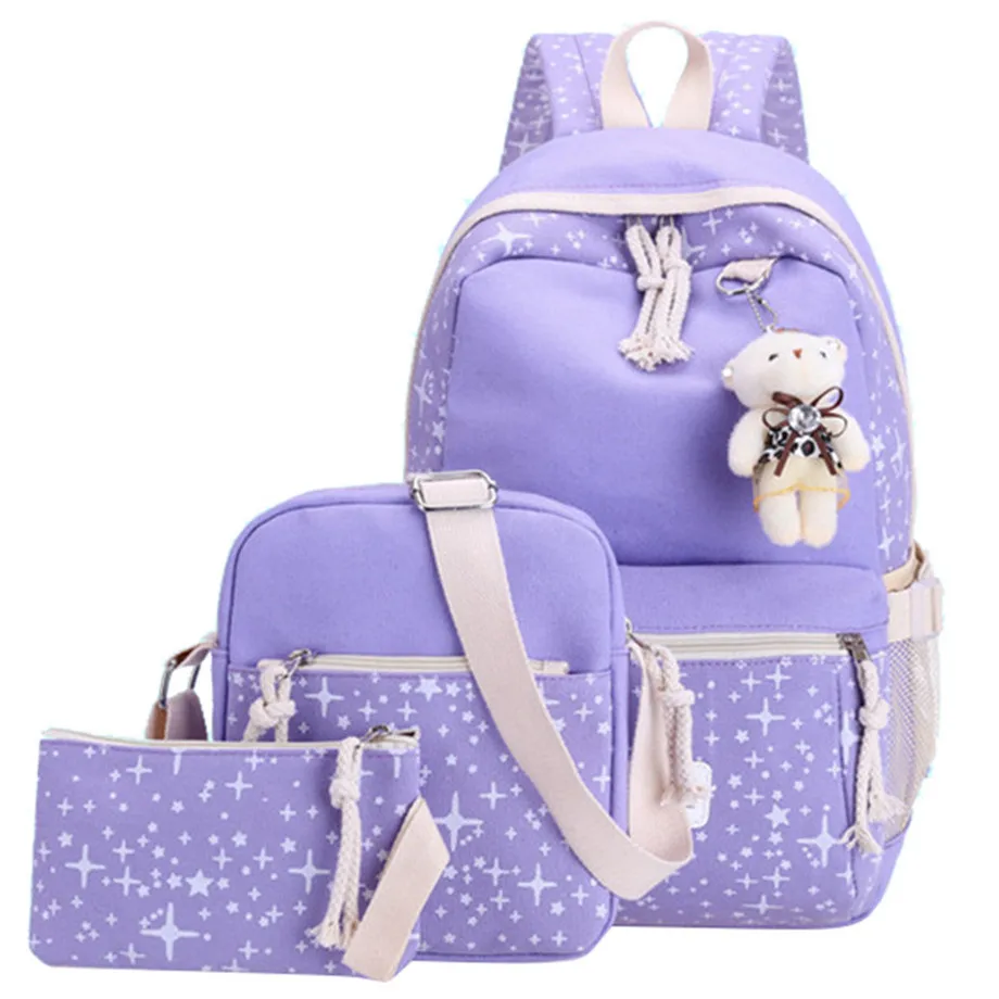 

Fashion School Bags Teenage Girls Travel Backpack Kids Princess Large Capacity School Bags 3 Pcs/set Rucksack Schoolbag