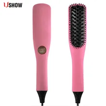 Ushow Электрический Выпрямитель для волос щетка Профессиональная волосы расческой Выпрямители для волос с ЖК-дисплей Дисплей Flat Iron