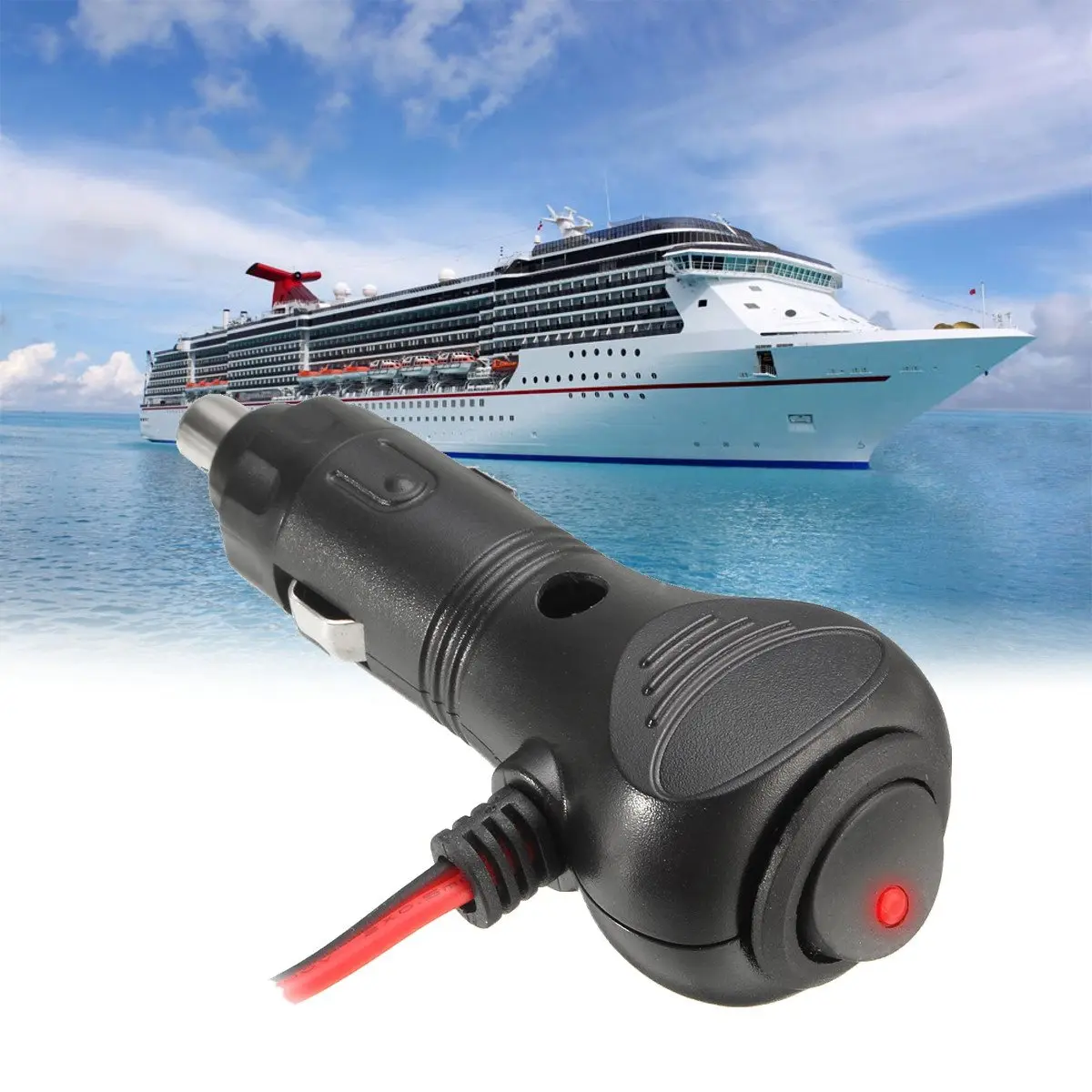 

12-24V Replacement Car Cigarette Lighter Power Plug Head 10A DC Adapter Charger With Cable 1.5/3 Meters Black