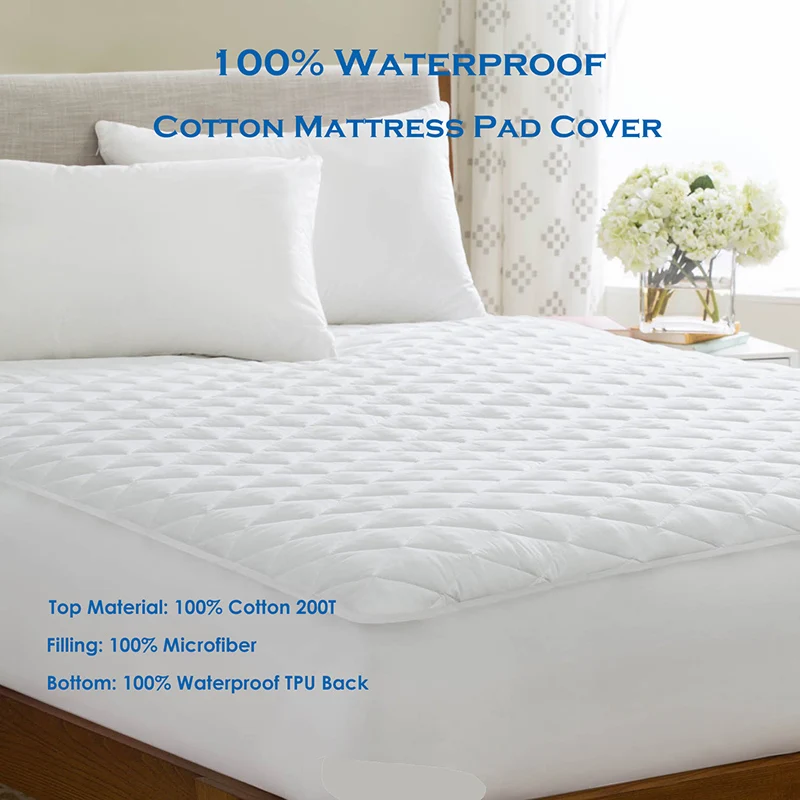 

100X200CM Cotton Quilted Waterproof Mattress Pad Cover Fitted Sheet Mattress Protector For Bed Mattress Topper Anti Mites Cover