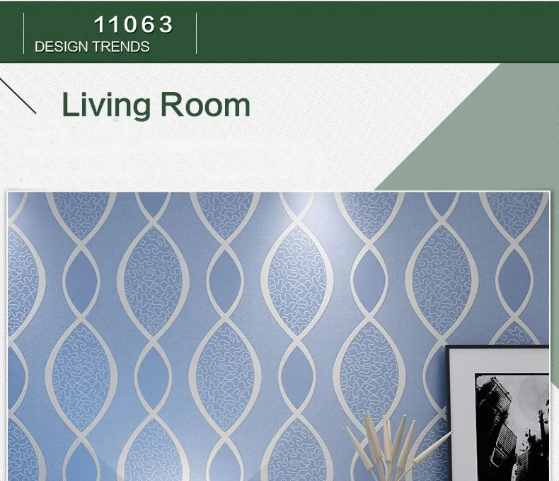 3d с тиснением, с флокированием синие изогнутые формы полосы обои рулоны для постельных принадлежностей комнаты 3d стены бумажные обои отделка в рулоне