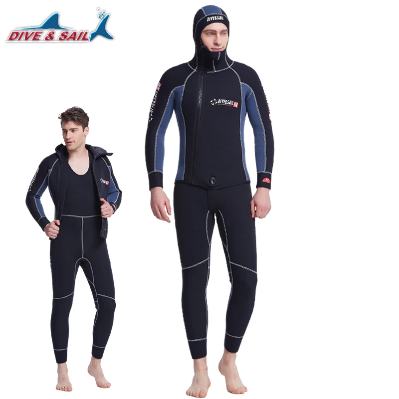Professional 5mm Wetsuit Men With Hood Neoprene Scuba Diving Jumpsuit