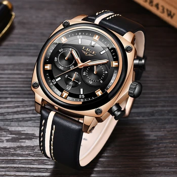 

LIGE New Mens Watches Top Brand Luxury Chronograph Men Watch Leather Luxury Waterproof Sport Watch Men Male Clock Man Wristwatch