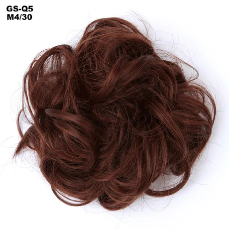 Верхние части жаростойких синтетических волос 30гр кудрявые шиньоны с резиновой лентой для наращивания волос, шиньоны с пончиком Q5 - Цвет: M4-30