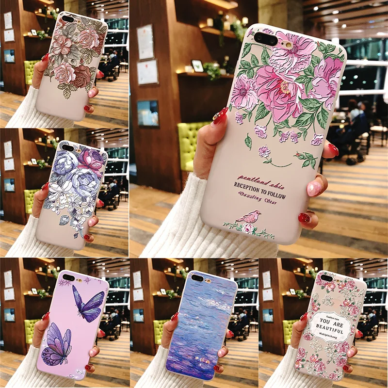 

3D Flowers Embossed Case For Huawei P30 P8 P9 P10 Mate 10 20 Pro Lite Mini 2017 P Smart Plus 2019 For Huawei P20 Lite Plus Cover