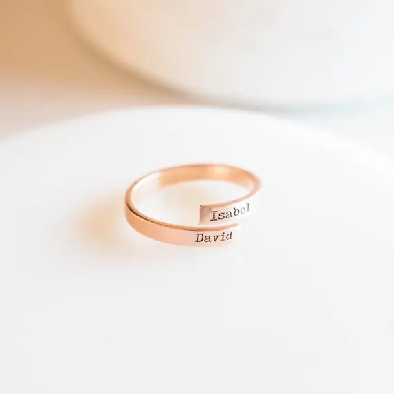 

FYR888 Hot Selling Special Fashion New Custom Name Personalized Letter Adjustable Dainty Initials Wrap Ring Best Gift for Friend