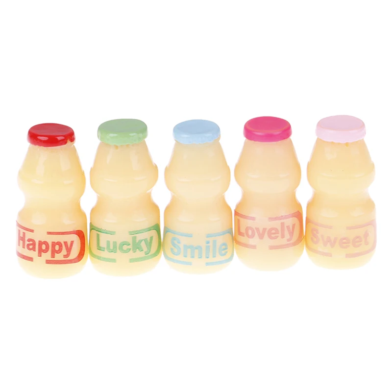 

5Pcs/lot 1/6 Dollhouse Miniature Yakult Milk Drink Bottle Food for Blyth OB Doll Wine Water Pretend Play Kitchen Toy