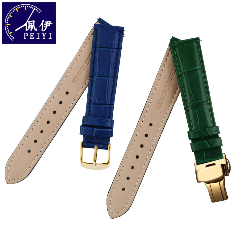 PEIYI Watch Band Genuine Leather Strap 20mm Watch Accessories High Quality Green Colors Watchbands replace for Submariner Series