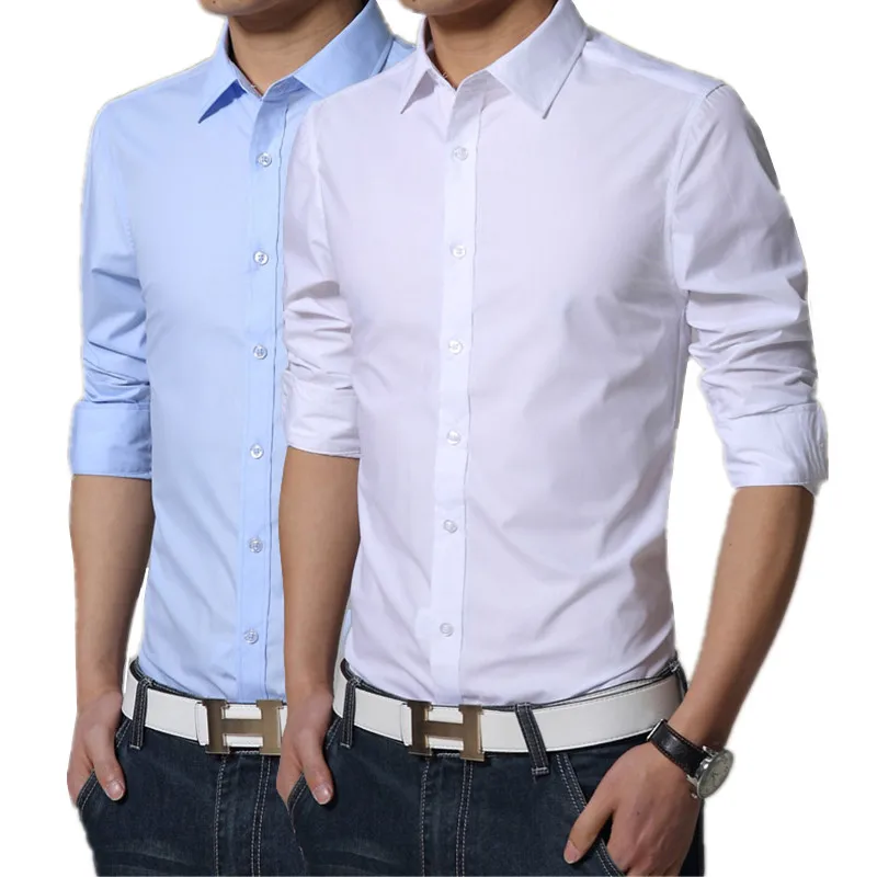 

2018 Spring Autumn New Men's Casual Long Sleeve Solid Color Business Shirt / Men's Fashion Candy color Shirt Blouses / 17 Color