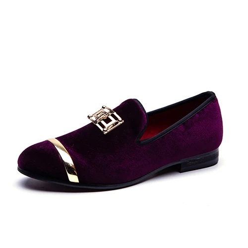 MEIJIANA/Модная брендовая мужская обувь; повседневная кожаная обувь ручной работы; мужские лоферы; лоферы с металлической пряжкой - Цвет: purple-01