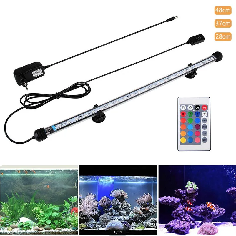 

28CM 37CM 48CM LED Fish Tank Aquarium LED Light 5050 SMD RGB Light Bar IP68 Waterproof Submersible Lamp EU/US/UK/AU Plug SNYKA