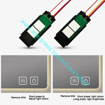 

NEW ARRIVAL Double Key LED Mirror Touch Sensor Switch to Remove Mist Adjust Brightness and Colour of Light Blue White Back Light