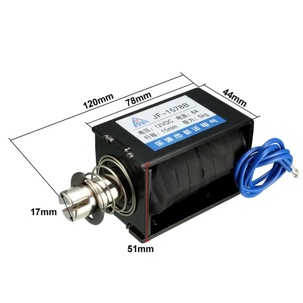 

JF-1578B DC 12V / DC 24V 5Kg 30mm Open Frame Push Pull Electric Solenoid Electromagnet