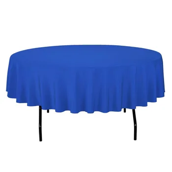 

HK DHL Stain Feel 90 inch/230cm Polyester Round Tablecloth ROYAL BLUE for Wedding, 5/Pack