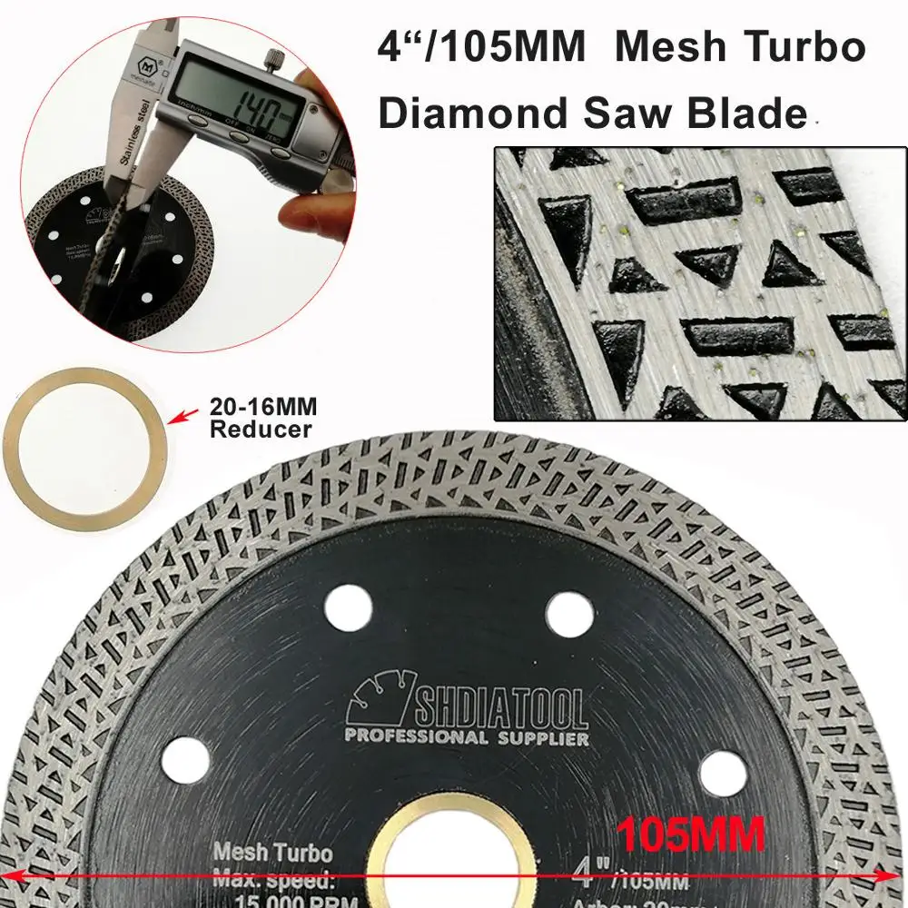 Dia 4"/ 4.5"/ 5" Hot pressed sintered Mesh Turbo Diamond Saw blades porcelain tile Cutting Disc marble circular saw blade