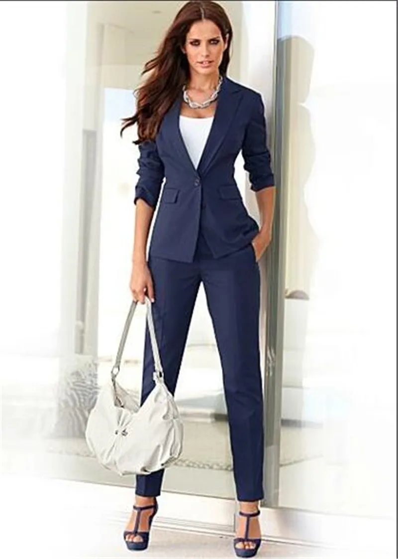 

Womens Formal wear pantsuits Navy Women Ladies Custom Made Business Office Tuxedos Formal Work Wear Suits Custom Made