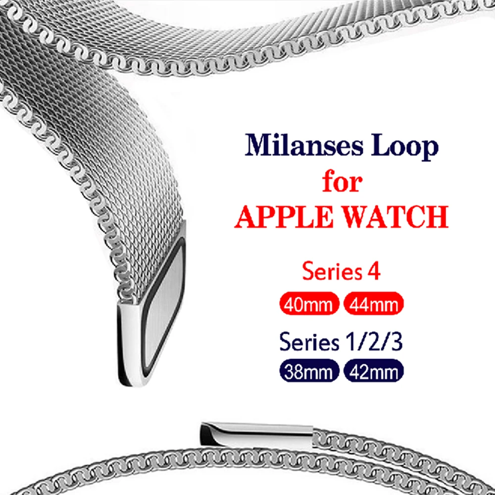 Milanese loop strap for apple watch band 42mm/38/44/40mm Stainless Steel metal Bracelet watchband for iwatch 4/3/2/1 Accessories Milanese loop strap for apple watch band 42mm/38/44/40mm Stainless Steel metal Bracelet watchband for iwatch 4/3/2/1 Accessories