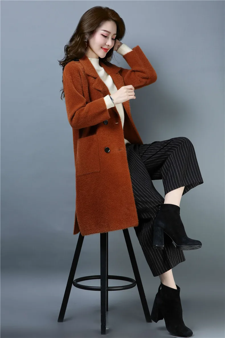 XJXKS abrigos mujer invierno, Новое поступление, женские шерстяные пальто с карманами, зимнее женское кашемировое пальто