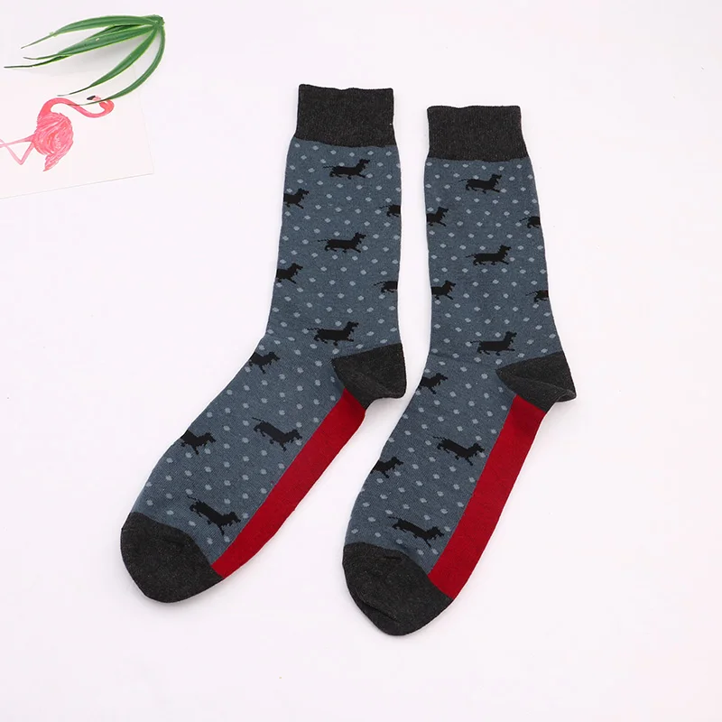 Hot Sale Casual Mens Long Socks New Autumn And Winter Plaid Multi-color Retro Cotton Dot socks - Цвет: Черный
