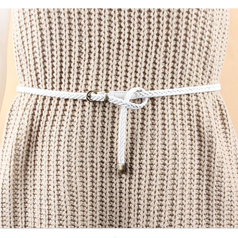 

Vintage Hand-Woven Belt Women Casual Fashion Pin Buckle Thin Wild Belts Multi-color Ladies Elegant Accessories For Dress Jeans